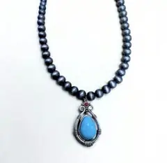 ターコイズ 燻 ネックレス 赤 インディアン ジュエリー ナバホ族