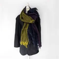 Y’s ヨウジヤマモト ウール100％ 3枚繋ぎ 配色切替 マフラー ストール Y's ヨウジヤマモト ウール100％ 3枚繋ぎ 配色切替 マフラー ストール