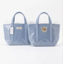 ラブラリーバイフェイラー　オールドテディ　ワッペントートバッグ　水色　1点