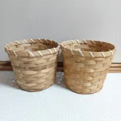②ナチュラル　天然素材　バスケット　２個