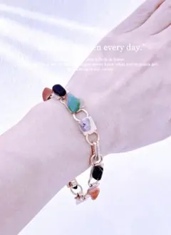 天然石 マルチカラー ブレスレット　11石