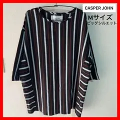 【CASPER JOHN 】極美品☆ビッグシルエットTシャツ☆M☆ストライプ