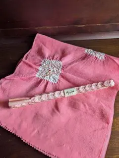 ピンク系の帯締めと部分絞りの帯揚げのセット