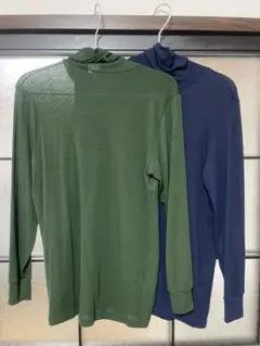 ヒートテック 極暖 タートルネック カシミヤブレンド グリーン ネイビー 2枚