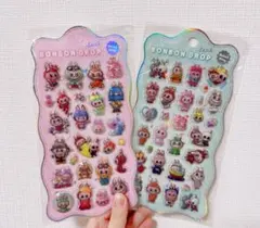 2枚セット ラブブ　ボンボンドロップシール、ステッカー　立体感