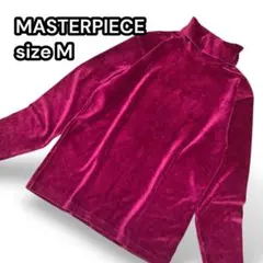 マスターピース リブカットソー 長袖 ベロア調 タートルネック ゆったり【M】