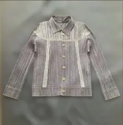 イッセイミヤケ プリーツプリーズ デニム転写ジャケット サイズ3のサムネイル