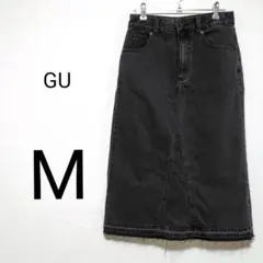 ◆美品◆ GU ジーユー スカート デニム ブラック M ロング カットオフ
