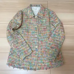 美品⭐️ハナエモリ ツイード　ジャケット マルチカラー 日本製　古着　ヴィンテージ