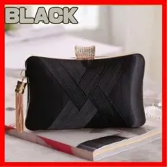 【新品】クラッチバッグ サテン ハンドバッグ パーティー 結婚式 ブラック　黒