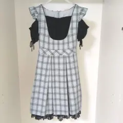 ☆値下げ☆SecretHoney　チェック柄オフショルワンピース　Мのサムネイル