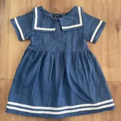 moujonjon デニム セーラーワンピース 100のサムネイル