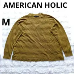 AMERICAN HOLIC Vネック ニット セーター マスタード M