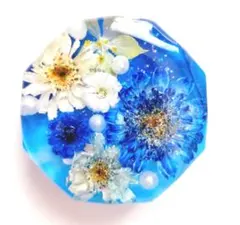 レジン　ヘアゴム　花モチーフ　ブルー◡̈♥︎ ドライフラワー 再販リクエスト❎】レジン ヘアゴム 花モチーフ ラメブルー系◡̈
