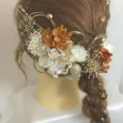 【人気】髪飾りセット 和装 花嫁 成人式 卒業式 七五三 オレンジ