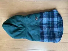 フード付き犬服 緑とチェック柄 小型犬用