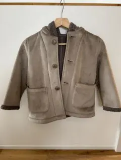 COMME CA ISM フード付きムートンベージュコート