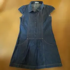 デニムミニワンピース 半袖 フリル付き