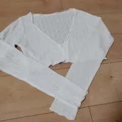 新品　ショート　ホワイト　白　カーディガン　クロップ丈