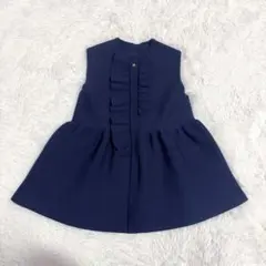 美品　ur’s ユアーズ フリル ペプラムベスト ネイビー Sのサムネイル