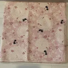 ⭐︎レア⭐︎ドイリー　黒猫　バラ　ラメ入り　オックス生地　ピンク　110✖️50