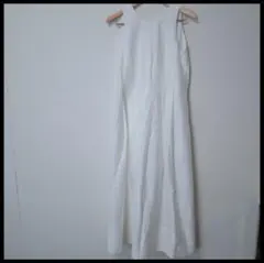 美品 純白 ノースリーブ ロングワンピース レディース