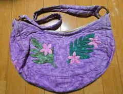 ハワイアンキルト 紫色 ショルダーバッグ