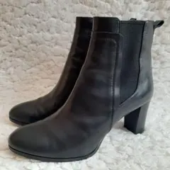 マッキントッシュフィソロフィ サイドゴアブーツ レザー ブラック ヒール7.5