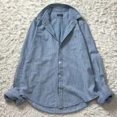 美品　ポロラルフローレン　シャンブレーシャツ　カラーポニー刺繍