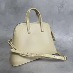 極美品✨YAHKI 2way ハンドバッグ レザー クリームイエロー系