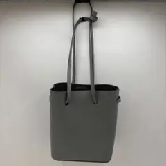 未使用　無印良品　ヌメ革　巾着バッグ　ライトグレー