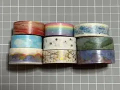 【中古マステ】コラージュ素材　マスキングテープ　空　星　おすそ分け　9巻