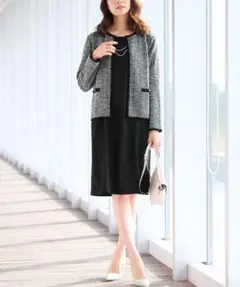 Ranan スーツ 「２点セット」カット ツイードジャケット＆ワンピース