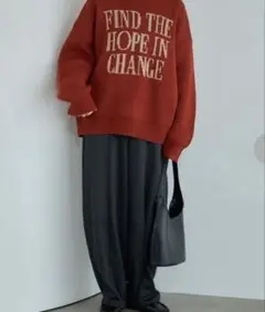 新品　しまむら　田中里奈　ヘリンボーンコクーンパンツ　チャコール　M