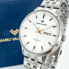 【箱・稼働品】MARIO VALENTINO デイデイト シルバー ラウンド時計