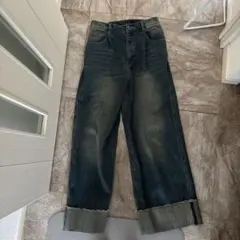 CLEL ヴィンテージデザイン ロールアップデニムパンツ Sサイズ