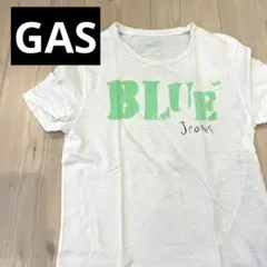【GAS】白Ｔシャツ BLUE Jeans ペイント 　S ガスのサムネイル