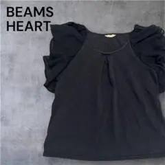BEAMS HEART 半袖Tシャツ リブフリル ネイビー 紺 FREEのサムネイル