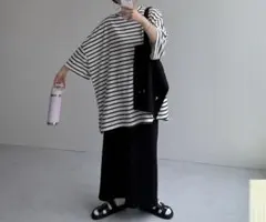 wee9s スーパールーズライトスウェット 半袖Tシャツ ボーダーのサムネイル