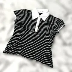 DREA by MINX ストライプ 半袖　黒　Y2K ショート丈　平成ギャル
