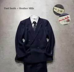 ポールスミス　チェック柄　ダブル　セットアップ　スーツ　Lサイズ　ネイビー