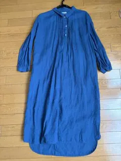 fog linen work リネン100% 長袖シャツワンピース　青銅色のサムネイル