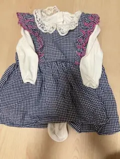 刺繍柄ワンピースと襟付きロンパースの二点セット