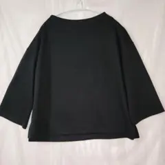黒の五分袖カジュアルトップス 後ろジッパー付き