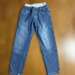 デニムブルー ゴムウエスト 長ズボン