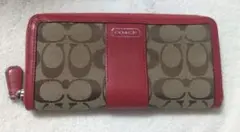 Coach 長財布 レッド ベージュ