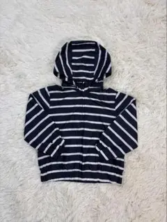 baby GAP ウィンドブレーカー 105 4Y ボーダー ネイビー フード付