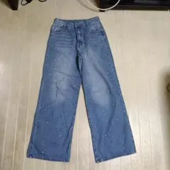 GRL　パール付き ストレートデニムパンツ　Mサイズ