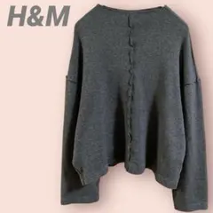 H&M 長袖ニット　ショート丈　グレー系　レディース/M