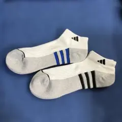 adidas ソックス 25-28cm ブルー／グレー　2足セット